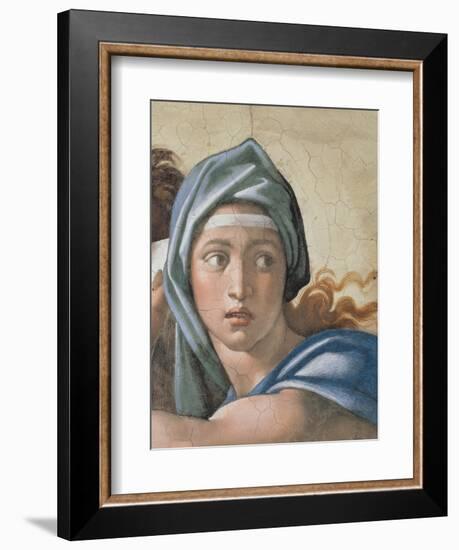 Sistine Chapel Ceiling, Delphic Sibyl's Face-Michelangelo Buonarroti-Framed Art Print