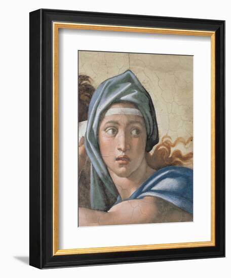 Sistine Chapel Ceiling, Delphic Sibyl's Face-Michelangelo Buonarroti-Framed Art Print