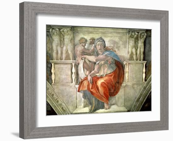 Sistine Chapel Ceiling: Delphic Sibyl-Michelangelo Buonarroti-Framed Giclee Print