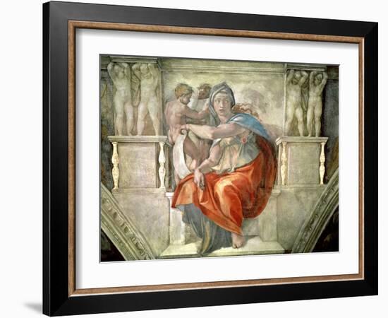 Sistine Chapel Ceiling: Delphic Sibyl-Michelangelo Buonarroti-Framed Giclee Print