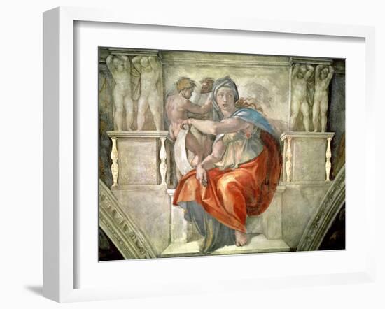 Sistine Chapel Ceiling: Delphic Sibyl-Michelangelo Buonarroti-Framed Giclee Print