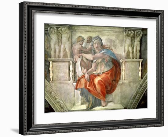 Sistine Chapel Ceiling: Delphic Sibyl-Michelangelo Buonarroti-Framed Giclee Print