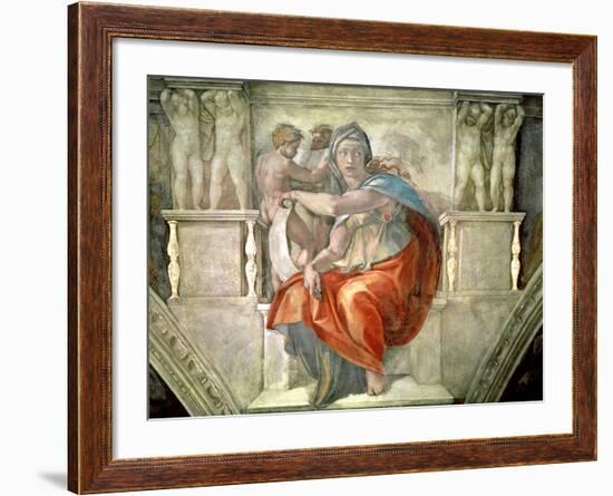 Sistine Chapel Ceiling: Delphic Sibyl-Michelangelo Buonarroti-Framed Giclee Print