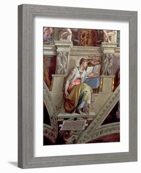 Sistine Chapel Ceiling: Eritrean Sibyl, 1510-Michelangelo Buonarroti-Framed Giclee Print