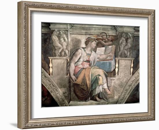 Sistine Chapel Ceiling: Erythraean Sibyl, 1508-12-Michelangelo Buonarroti-Framed Giclee Print