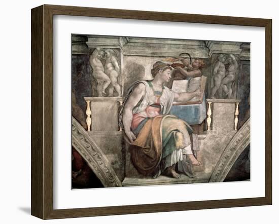 Sistine Chapel Ceiling: Erythraean Sibyl, 1508-12-Michelangelo Buonarroti-Framed Giclee Print