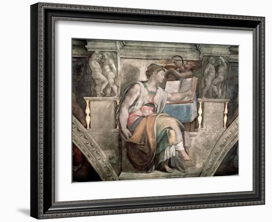 Sistine Chapel Ceiling: Erythraean Sibyl, 1508-12-Michelangelo Buonarroti-Framed Giclee Print