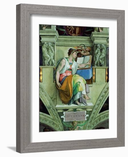 Sistine Chapel Ceiling, Erythraean Sibyl-Michelangelo Buonarroti-Framed Art Print