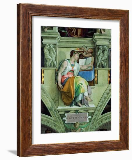 Sistine Chapel Ceiling, Erythraean Sibyl-Michelangelo Buonarroti-Framed Art Print