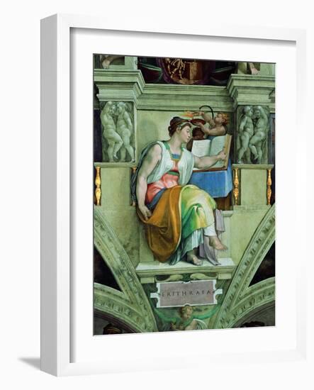 Sistine Chapel Ceiling, Erythraean Sibyl-Michelangelo Buonarroti-Framed Art Print