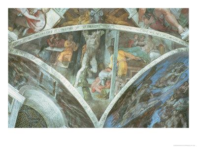 Sistine Chapel Ceiling Haman Spandrel Pre Restoration Giclee