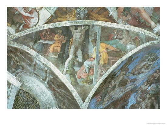 Sistine Chapel Ceiling Haman Spandrel Pre Restoration Giclee Print By Michelangelo Buonarroti Art Com