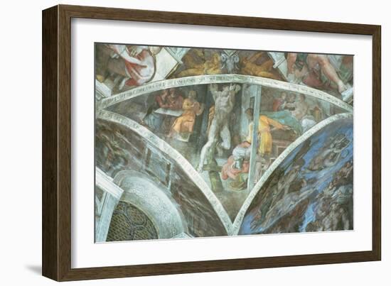 Sistine Chapel Ceiling: Haman (Spandrel) (Pre Restoration)-Michelangelo Buonarroti-Framed Giclee Print