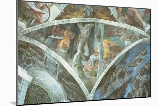 Sistine Chapel Ceiling: Haman (Spandrel) (Pre Restoration)-Michelangelo Buonarroti-Mounted Giclee Print