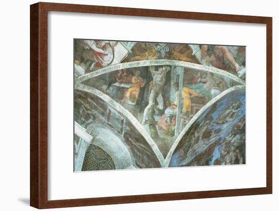 Sistine Chapel Ceiling: Haman (Spandrel) (Pre Restoration)-Michelangelo Buonarroti-Framed Giclee Print