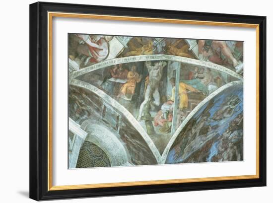 Sistine Chapel Ceiling: Haman (Spandrel) (Pre Restoration)-Michelangelo Buonarroti-Framed Giclee Print