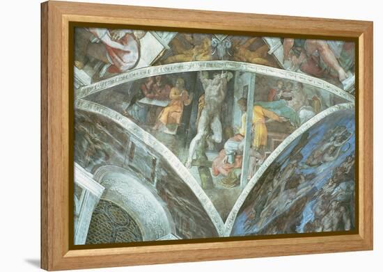 Sistine Chapel Ceiling: Haman (Spandrel) (Pre Restoration)-Michelangelo Buonarroti-Framed Premier Image Canvas