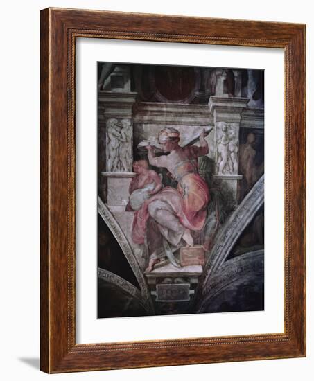 Sistine Chapel Ceiling: Libyan Sibyl, C.1508-10 (Fresco)-Michelangelo Buonarroti-Framed Giclee Print