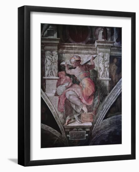 Sistine Chapel Ceiling: Libyan Sibyl, C.1508-10 (Fresco)-Michelangelo Buonarroti-Framed Giclee Print