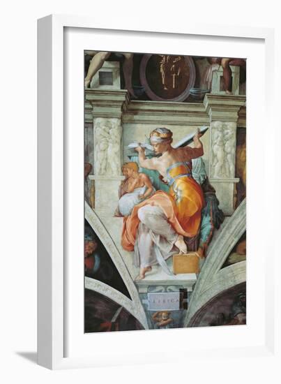 Sistine Chapel Ceiling, Libyan Sybil-Michelangelo Buonarroti-Framed Art Print