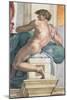 Sistine Chapel Ceiling, Male Nude-Michelangelo Buonarroti-Mounted Art Print