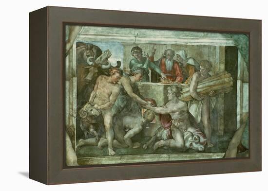 Sistine Chapel Ceiling: Noah after the Flood (Pre Restoration)-Michelangelo Buonarroti-Framed Premier Image Canvas