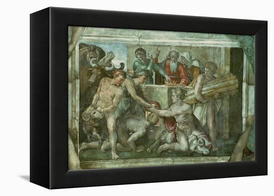 Sistine Chapel Ceiling: Noah after the Flood (Pre Restoration)-Michelangelo Buonarroti-Framed Premier Image Canvas