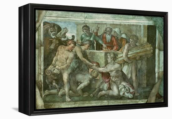 Sistine Chapel Ceiling: Noah after the Flood (Pre Restoration)-Michelangelo Buonarroti-Framed Premier Image Canvas