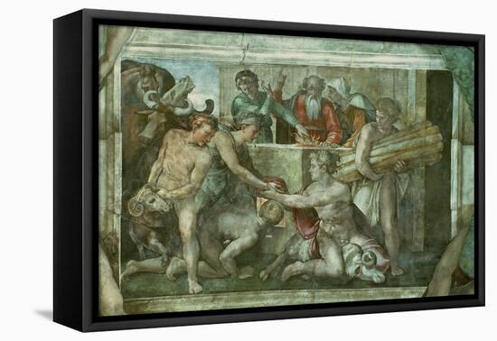 Sistine Chapel Ceiling: Noah after the Flood (Pre Restoration)-Michelangelo Buonarroti-Framed Premier Image Canvas