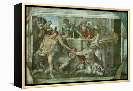 Sistine Chapel Ceiling: Noah after the Flood (Pre Restoration)-Michelangelo Buonarroti-Framed Premier Image Canvas