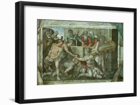 Sistine Chapel Ceiling: Noah after the Flood (Pre Restoration)-Michelangelo Buonarroti-Framed Giclee Print