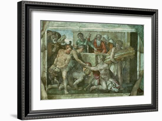 Sistine Chapel Ceiling: Noah after the Flood (Pre Restoration)-Michelangelo Buonarroti-Framed Giclee Print