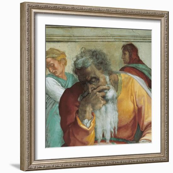 Sistine Chapel Ceiling, Prophet Jeremiah-Michelangelo Buonarroti-Framed Art Print