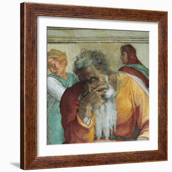 Sistine Chapel Ceiling, Prophet Jeremiah-Michelangelo Buonarroti-Framed Art Print