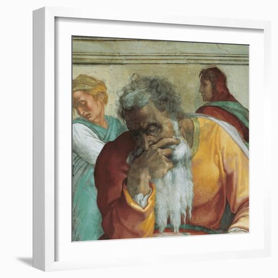 Sistine Chapel Ceiling, Prophet Jeremiah-Michelangelo Buonarroti-Framed Art Print