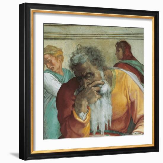 Sistine Chapel Ceiling, Prophet Jeremiah-Michelangelo Buonarroti-Framed Art Print