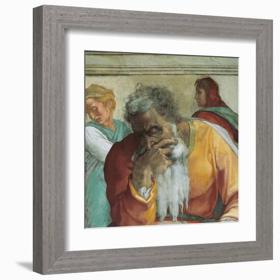 Sistine Chapel Ceiling, Prophet Jeremiah-Michelangelo Buonarroti-Framed Art Print