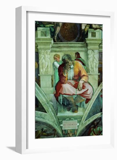 Sistine Chapel Ceiling, Prophet Jeremiah-Michelangelo Buonarroti-Framed Art Print