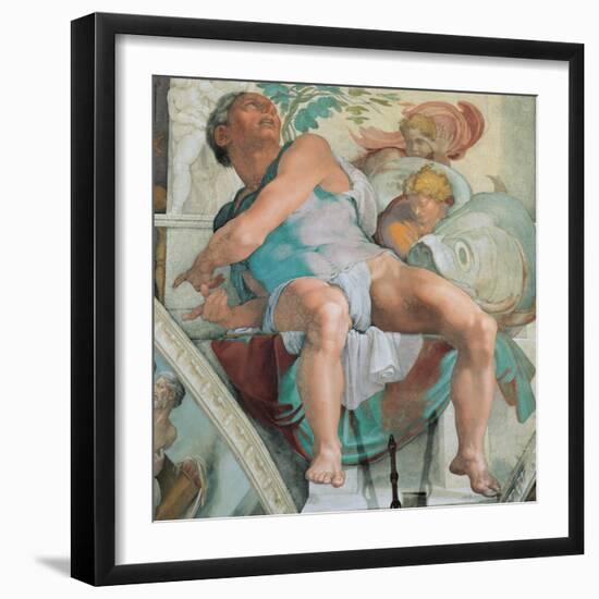 Sistine Chapel Ceiling, Prophet Jonah-Michelangelo Buonarroti-Framed Art Print