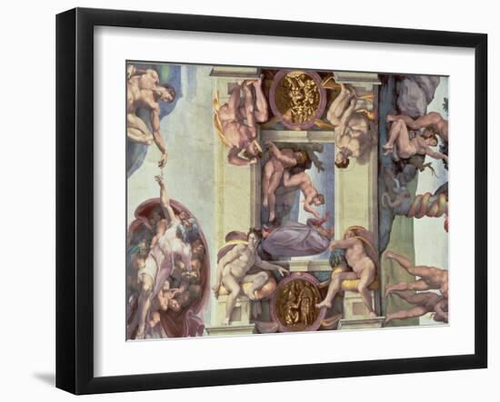 Sistine Chapel Ceiling : the Creation of Eve, 1510-Michelangelo Buonarroti-Framed Giclee Print