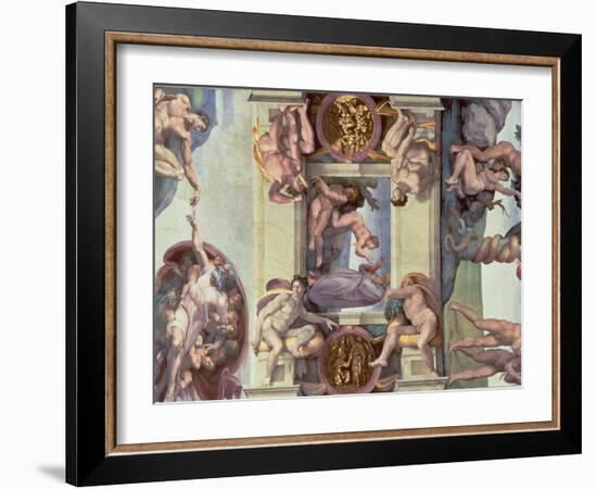 Sistine Chapel Ceiling : the Creation of Eve, 1510-Michelangelo Buonarroti-Framed Giclee Print