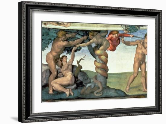 Sistine Chapel Ceiling : the Fall of Man, 1510-Michelangelo Buonarroti-Framed Giclee Print