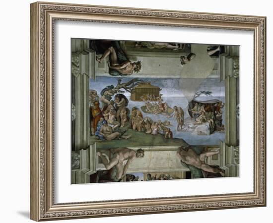 Sistine Chapel Ceiling: the Flood, 1508-12-Michelangelo Buonarroti-Framed Giclee Print