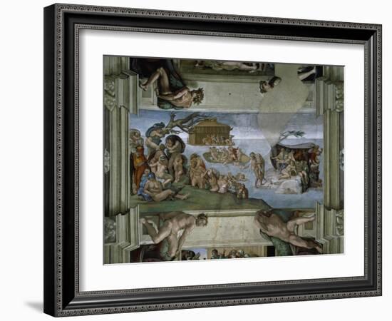 Sistine Chapel Ceiling: the Flood, 1508-12-Michelangelo Buonarroti-Framed Giclee Print