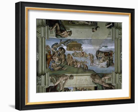 Sistine Chapel Ceiling: the Flood, 1508-12-Michelangelo Buonarroti-Framed Giclee Print