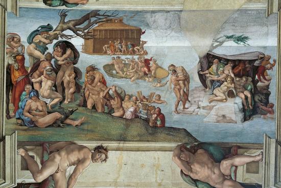 Sistine Chapel Ceiling The Flood And Noah S Ark Art Print By Michelangelo Buonarroti Art Com