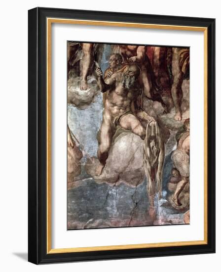 Sistine Chapel Ceiling: The Last Judgement, Detail of St. Bartholomew Holding His Flayed Skin-Michelangelo Buonarroti-Framed Giclee Print