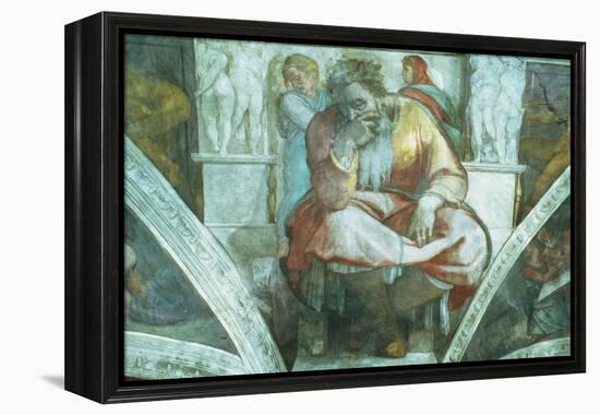 Sistine Chapel Ceiling: the Prophet Jeremiah (Pre Resoration)-Michelangelo Buonarroti-Framed Premier Image Canvas