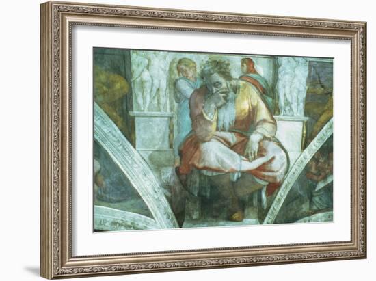 Sistine Chapel Ceiling: the Prophet Jeremiah (Pre Resoration)-Michelangelo Buonarroti-Framed Giclee Print