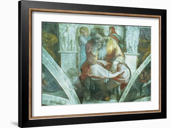 Sistine Chapel Ceiling: the Prophet Jeremiah (Pre Resoration)-Michelangelo Buonarroti-Framed Giclee Print